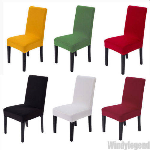 Stretch Spandex Dining Room Chair Cover Seat -6 COLOURS TO CHOOSE