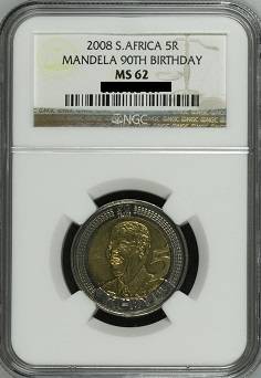 Original label NGC graded MS62 Mandela 2008 90th B/day-see new shipping,combine for free