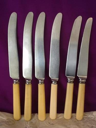 Six Large Bone Handle Knives.