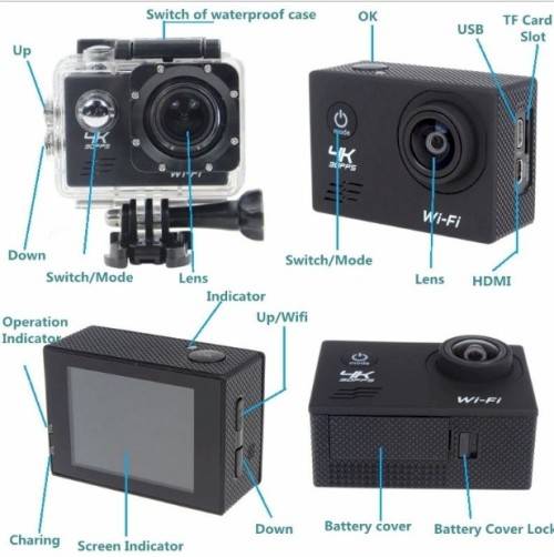 4K Ultra HD 30FPS Action Camera with WiFi and remote - up to 5 hours recording
