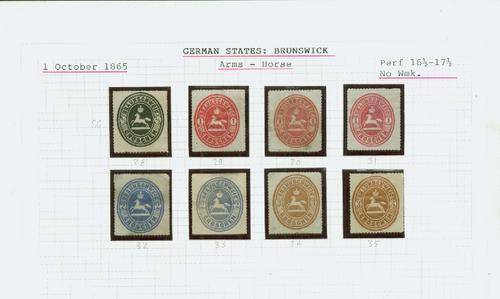 FAUNA- GERMANY BRUNSWICK HORSES 1865 SG 28-35 RARELY OFFERED R960.00+