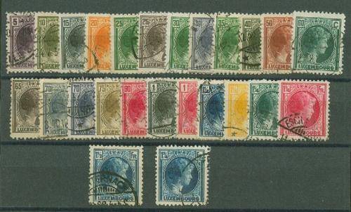 LUXEMBOURG-1926 5c-1.75F VERY FINE USED-NEAR COMPLETE