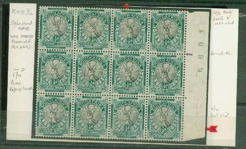 SA-1/2d ROTO BLOCK OF 12 SUPERB ITEM SHOWING A NUMBER OF FLAWS-SEE BELOW
