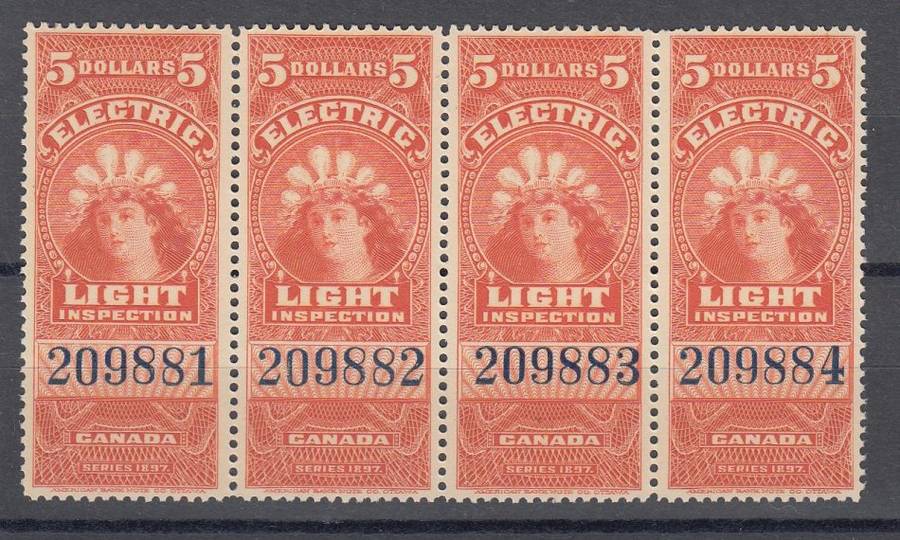 CANADA- 1897-SUPERB AND VERY SCARCE QV 5 DOLLARS LIGHT INSPECTION STRIP !!!!