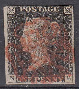 GB-QV PENNY BLACK- ' NB ' PLATE 2 VERY FINE FRESH USED-SEE BELOW  R6660.00