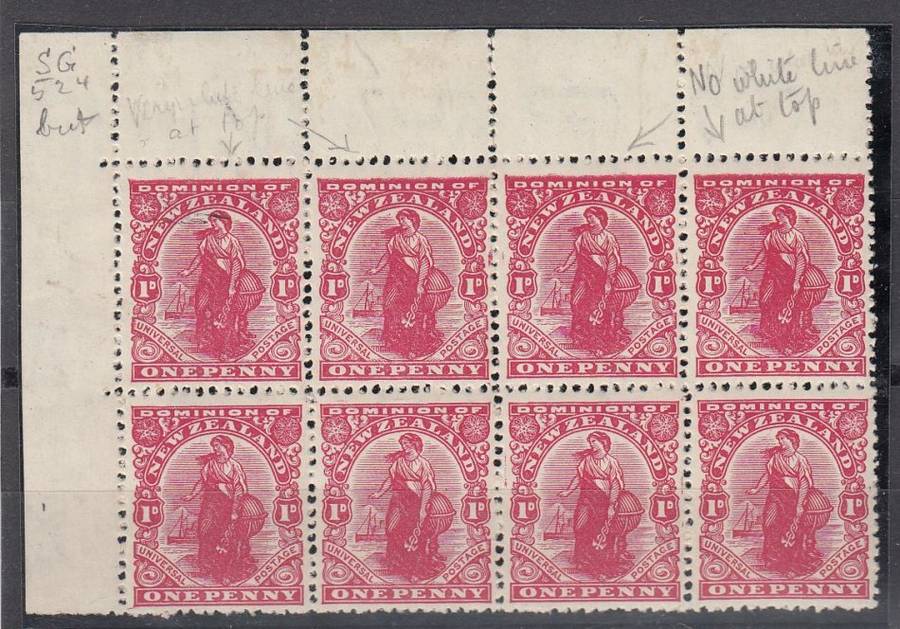NEW ZEALAND-VERY RARE FIND-" MISSING FRAME LINE TOP ROW "-SEE BELOW
