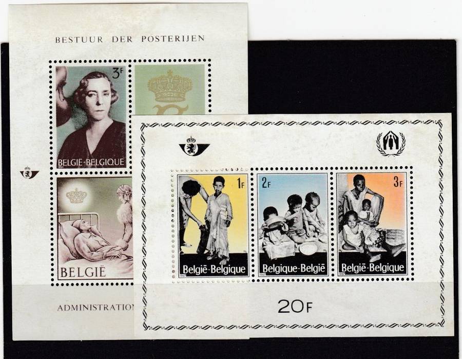 BELGIUM-TWO VERY FINE MINT M/SHEETS-LIGHT HINGE REM.