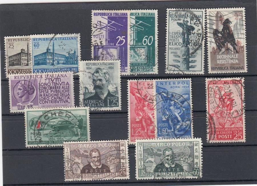 ITALY-1954 VERY FINE USED RUN-FILL THE GAPS !! HINGE REM.  24 POUNDS