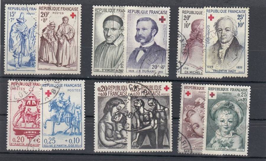 FRANCE-1957/62 COMPLETE RED CROSS SETS VERY FINE USED   47 POUNDS