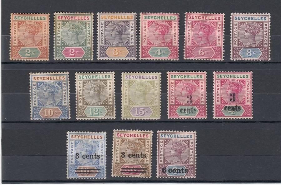 SEYCHELLES-QV USEFUL MINT LOT-SG1 IS DAMAGED-MOST HAVE ODD TONING-HINGE REM.  82 POUNDS