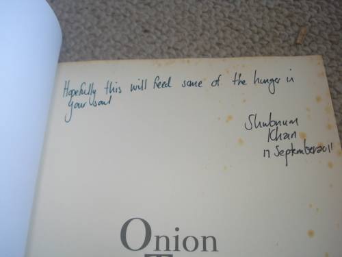 " ONION TEARS " A NOVEL BY SHUBNUM KHAN AND SIGNED BY HER