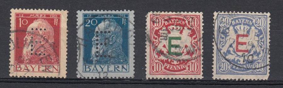BAVERIA-PERFORATED AND OVERPRINTED " E " FINE USED