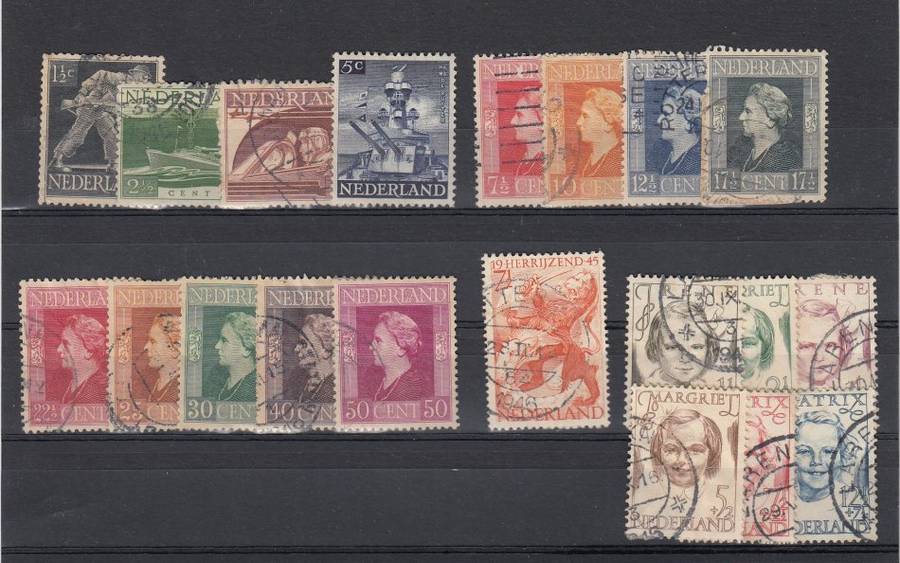 NETHERLANDS-USED LOT 1946 SET ALL UN-SOAKED