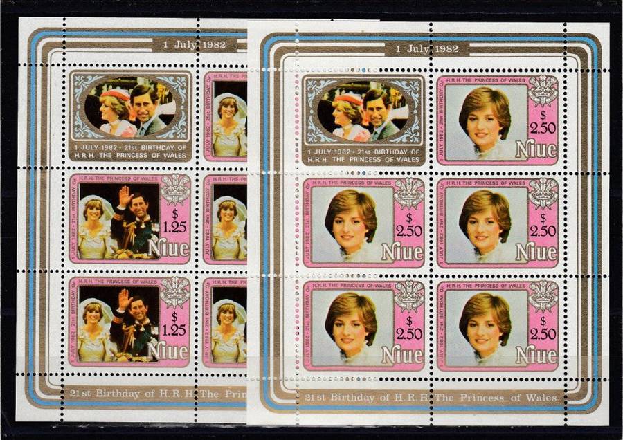 LADY DI- VERY SCARCE NIUE SET AS SUPERB UMM FULL SHEETS-NOT SEEN TOO OFTEN