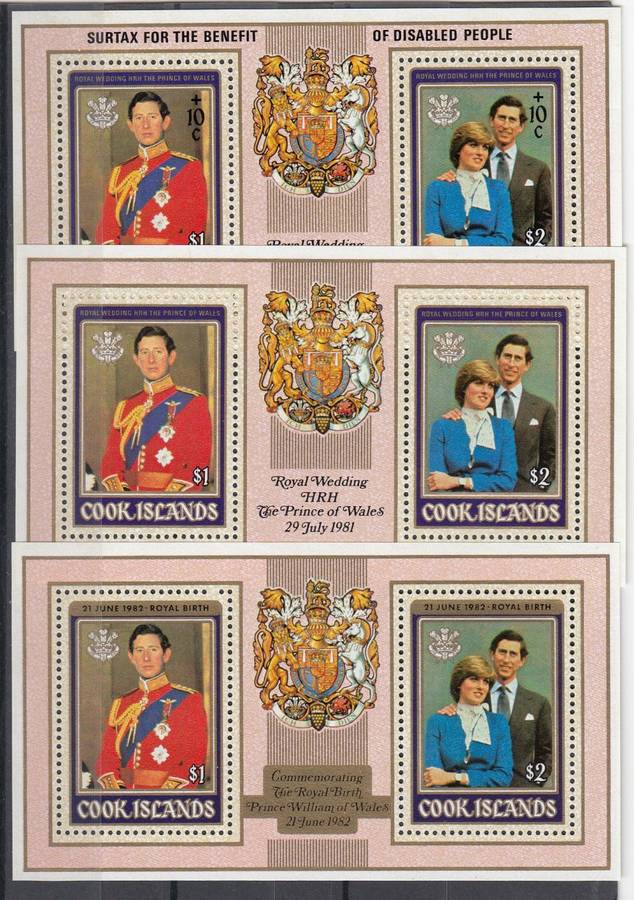 LADY DI-COOK ISL THREE DIFFERENT MINI SHEETS-SUPERB UNMOUNTED MINT