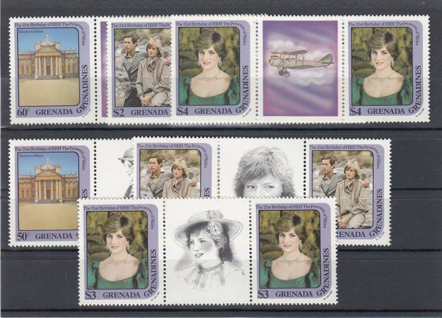 LADY DI- GRENADA TWO SETS BOTH GUTTER PAIRS     POST OFFICE FRESH