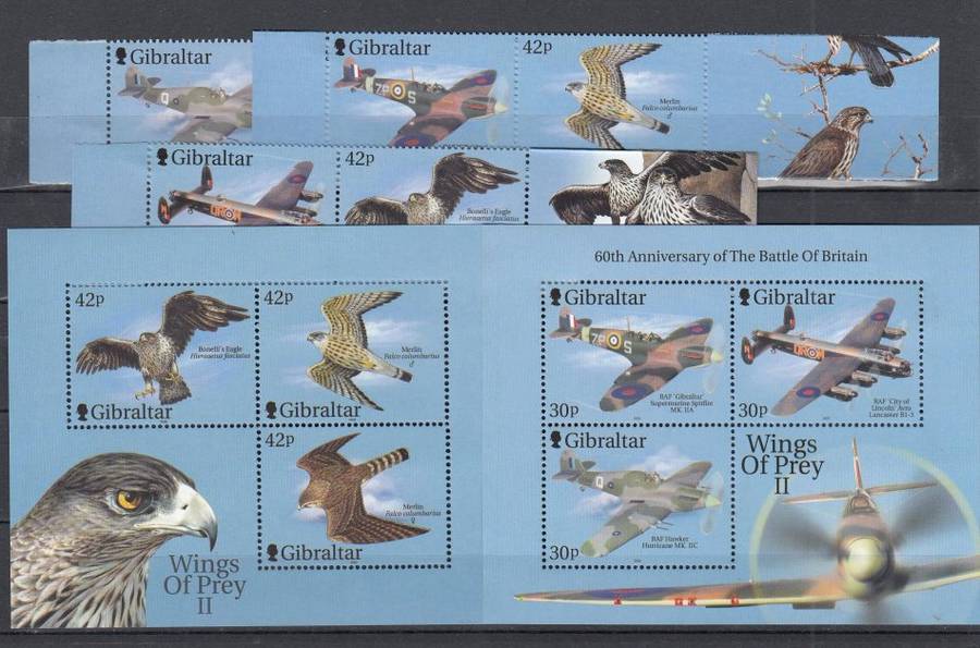 GIBRALTAR-BIRDS ETC STUNNING LOT M/SHEET + SET-TENANT STRIPS  24 POUNDS ++
