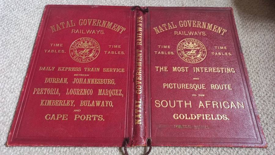 A LOVELY OUTSIDE COVER OF THIS VERY NICE NATAL GOVERNMENT RAILWAYS TIME TABLES !!!
