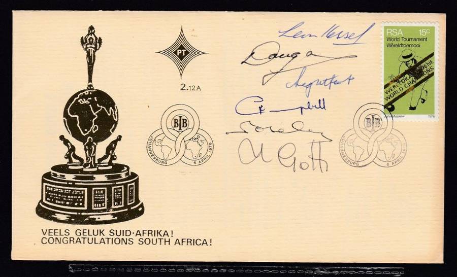 SCARCE BOWLS COVER SIGNED BY THE LEGEND WINNERS !!