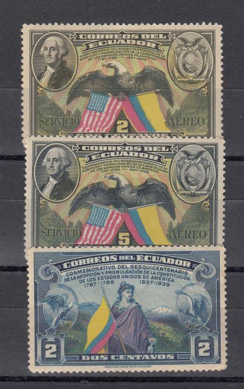 ECUADOR-BIRDS EAGLES VERY FINE MINT-HINGE REM.