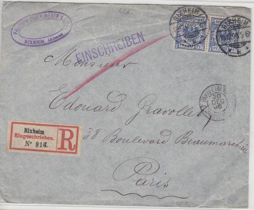 GERMANY-BEAULIFUL SCARCE 1896 TO PARIS