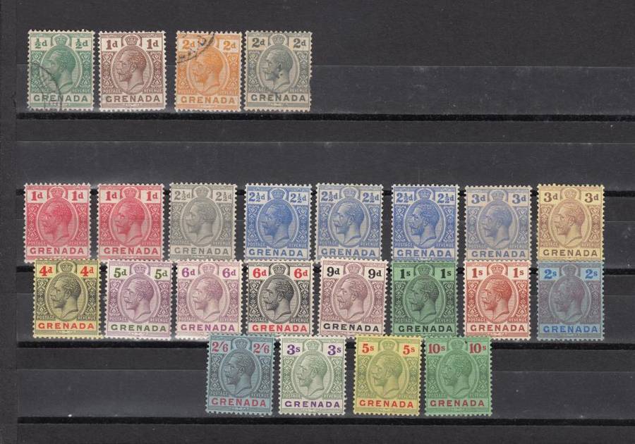 GRENADA- 1921 SET TO 10 SHILLINGS VERY FINE USED/MINT-10/ HAS A PIN HOLE  R3550.00