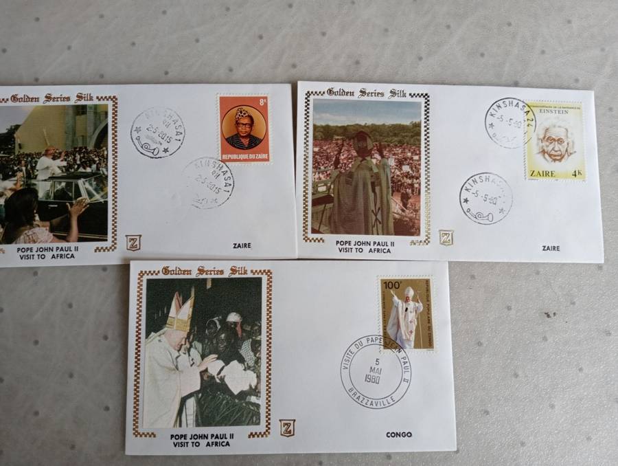 VATICAN-11 VERY SCARCE POPE`S VISIT SILK COVERS-GOLDEN SERIES !!! TO  AFRICA + CARDS