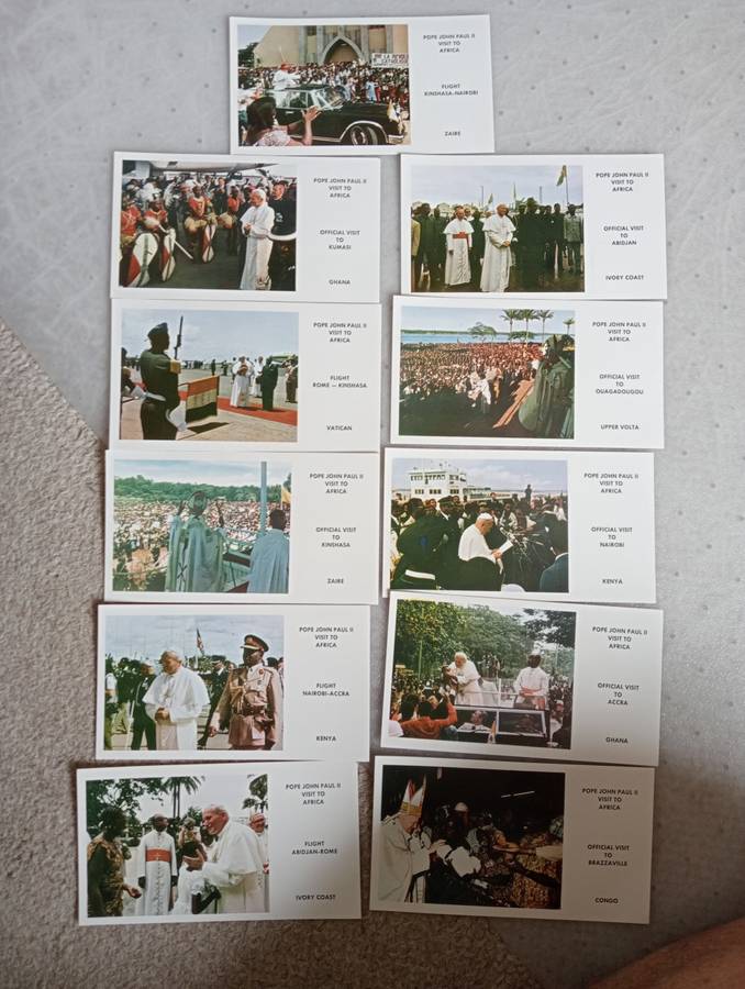 VATICAN-11 VERY SCARCE POPE`S VISIT SILK COVERS-GOLDEN SERIES !!! TO  AFRICA + CARDS