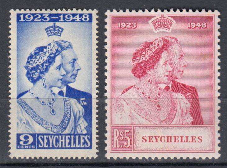 SEYCHELLES- SILVER WEDDING SET VFM-LIGHT H.R.