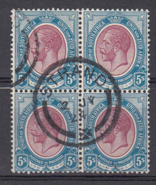 UNION-KINGS HEADS A SUPERB 5 SHILLING USED BLOCK !!!