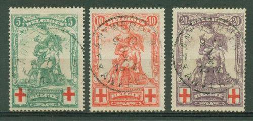 BELGIUM-1914 RED CROSS SET VERY FINE USED SG 151-153  R750.00