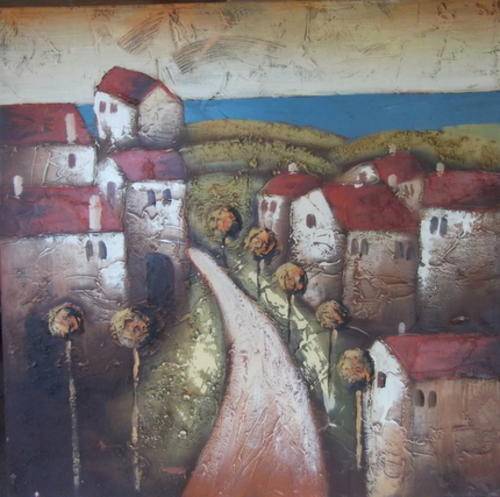 MEDITERRANEAN VILLAGE - ORIGINAL PAINTING ON CANVAS