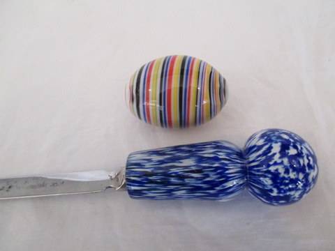 LOVELY SELKIRK GLASS LETTER OPENER AND AN END OF THE DAY EGG