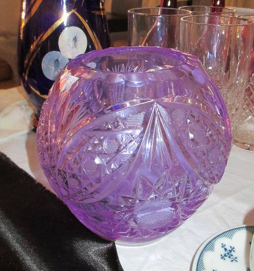 STUNNING LILAC RUSSIAN CRYSTAL ROSE BOWL