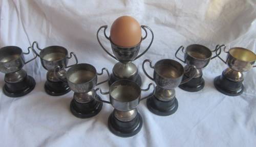 8 GORGEOUS SMALL SILVER PLATED TROPHIES - NO INSCRIPTIONS - 6.6 CM HIGH - SO MANY USES