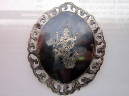 Sterling Silver Siam Niello Brooch