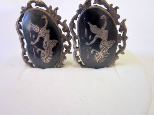 Sterling silver Siam clip on earrings.