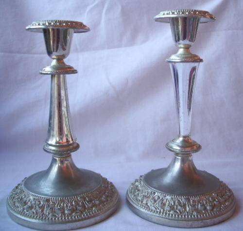 TWO GORGEOUS PLATED SILVER CANDLESTICKS