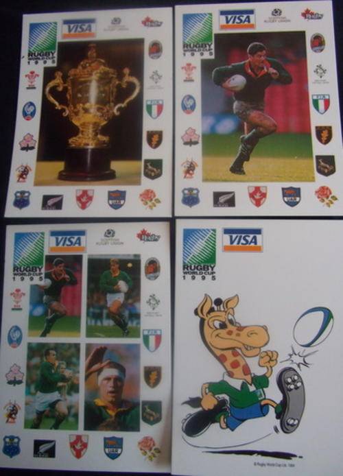 FOUR RUGBY WORLDCUP 1994 COLLECTORS POSTCARDS