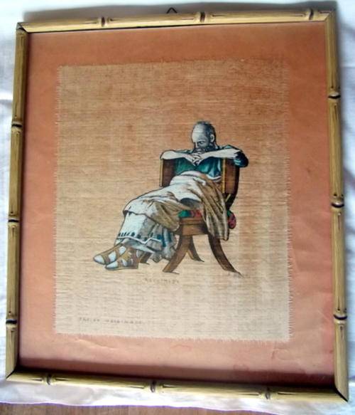 ARCHIMEDES-  ORIGINAL PAINTING - PAPIRO ORIGINALE IN LOVELY FRAME