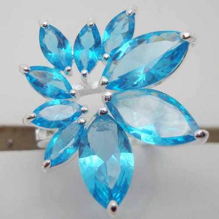 Stunning Blue Topaz 925 Sterling Silver Ring #8