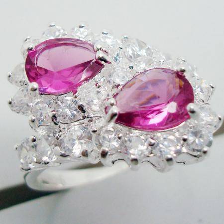Stunning Pink Topaz 925 Sterling Silver Ring #7