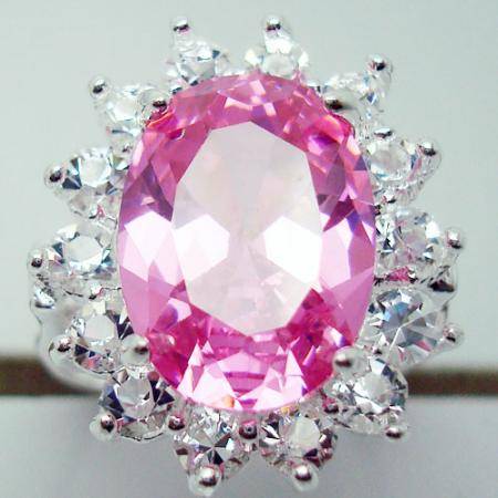 Stunning Pink Topaz 925 Sterling Silver Ring #7.5