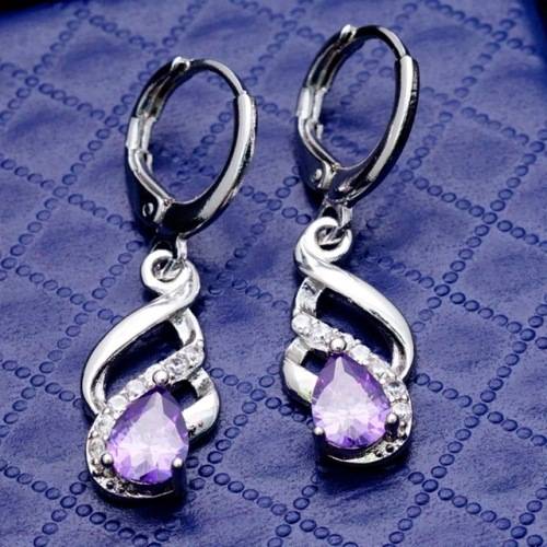 Amethyst and crystal drop earrings