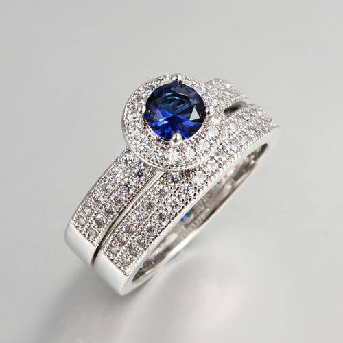 Platinum Plated Wedding Ring Set