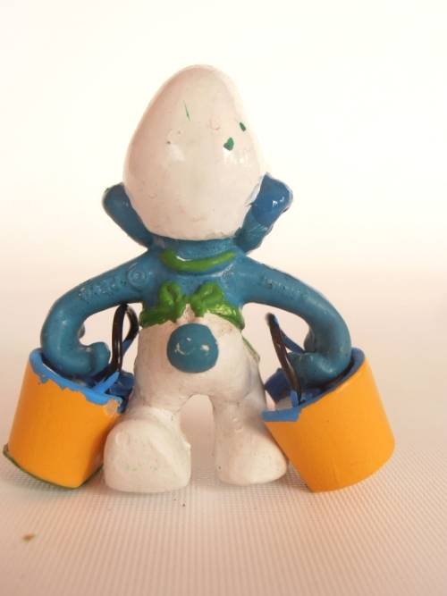 Vintage Smurfs figure carrying two buckets, Shipping will only be charged once!