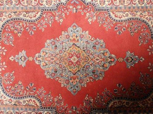 Old Persian carpet, Sarouk rug, purchased in the 1980's, with copy of certificate,