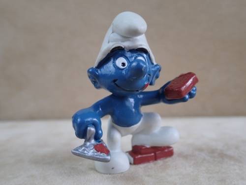 20148 Bricklayer Smurf, vintage Smurfs figure. Shipping will only be charged once!
