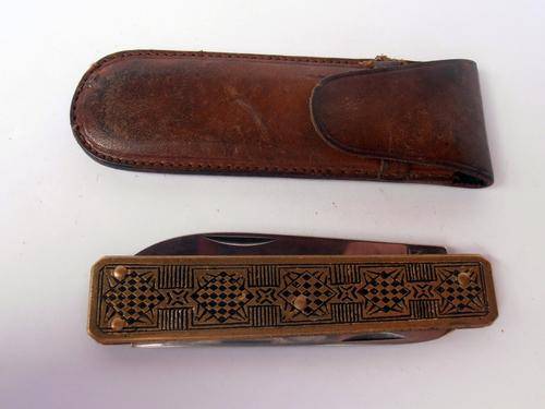 Vintage pocket knife, Foron, Solingen, Toledo pocketknife with leather sheath, WENDYHOUSE-MANIA!