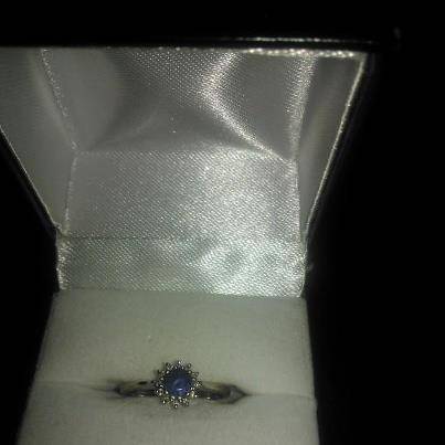 NWJ 9ct White Gold, Tanzanite and Diamond flower Ring